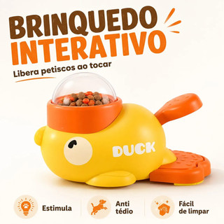 Brinquedo Interativo Pato Dispensador de Ração | Alimentador Tigela Lenta Divertida Para Cães e Gatos Petiscos e Ração