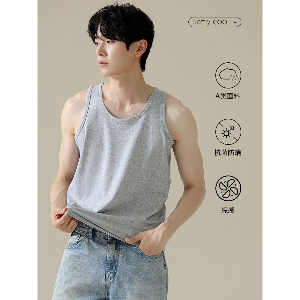 [Top de peça única] Colete masculino verão pijama de algodão puro esportes basquete obstáculos corrida Fitness sem manga