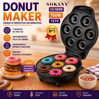 Máquina Mini Donuts Rosquinhas Biscoitos Duplo Aquecimento