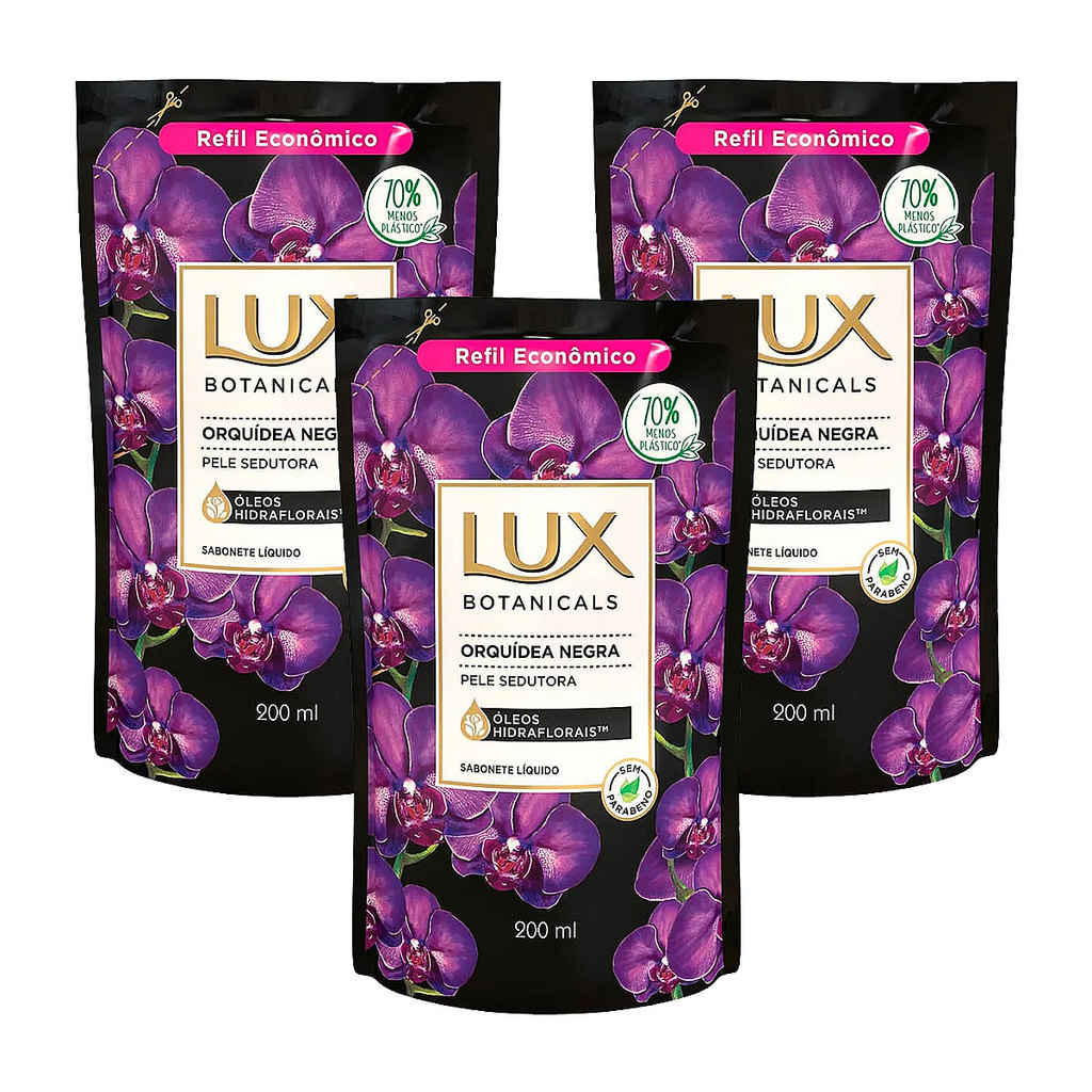 Kit 3 und Sabonete Líquido Lux Orquídea Negra Refil 200ml