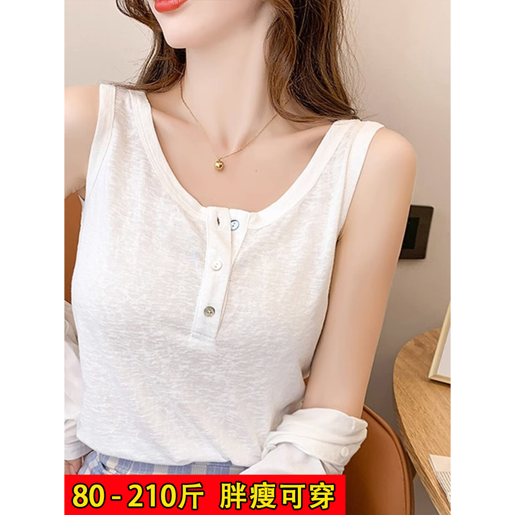All-Match tamanho grande gordura mm camisola feminina Design botão camisa de fundo interno Slub algodão exterior usar se