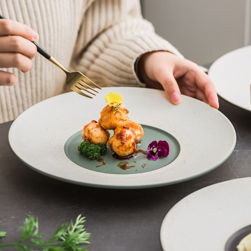 Grande comida ocidental bife prato de jantar ins estilo comercial cerâmica Nordic criativo influenciador europeu casa lu