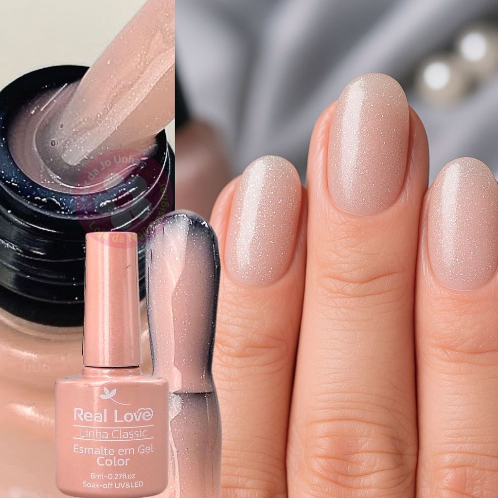 Esmalte em gel Camuflagem pink cintilante Real Love Linha Classic 8ml 006