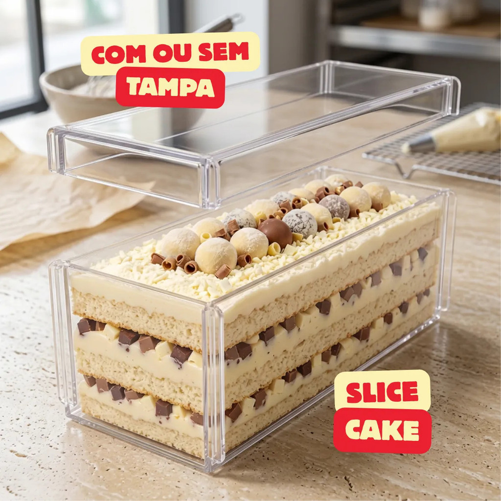 Forma Acrílica Slice Cake Bolo Fatia Festival De Fatias COM OU SEM TAMPA