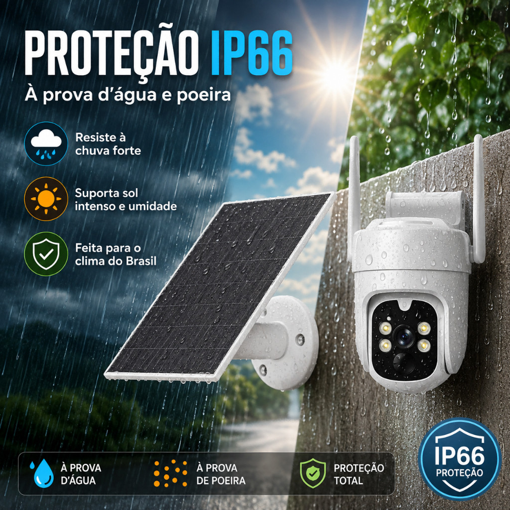 Câmera Solar 4K 8000mAh｜Visão Noturna Colorida｜IP66 Prova d'Água｜WiFi Segurança Externa