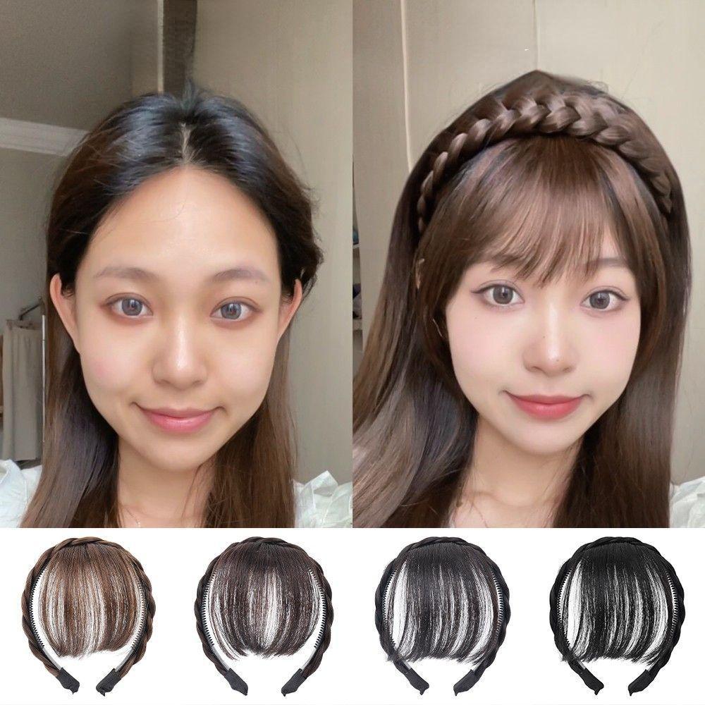  Tranças Bandana Invisível Resistente Ao Calor Princesa Estilo Extensões De Cabelo Franja Hairpieces