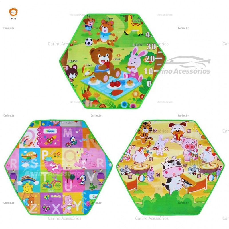 Tapete Hexagonal para Bebês Engatinhando - Macio, Impermeável e Antiderrapante para Crianças, Educacional Elástico 9EN9