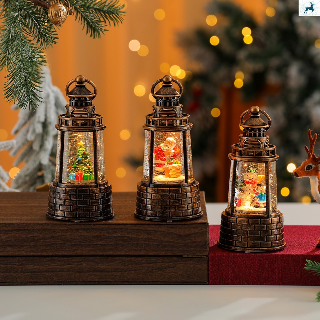 Bola De Cristal De Caixa De Música Luminosa De Natal-Decoração De Lanterna De Luz Noturna Cheia De Água
