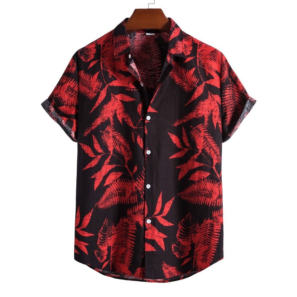 Nova tendência de moda masculina para o verão de 2026: camisa casual de manga curta estampada em rayon, camisa masculina