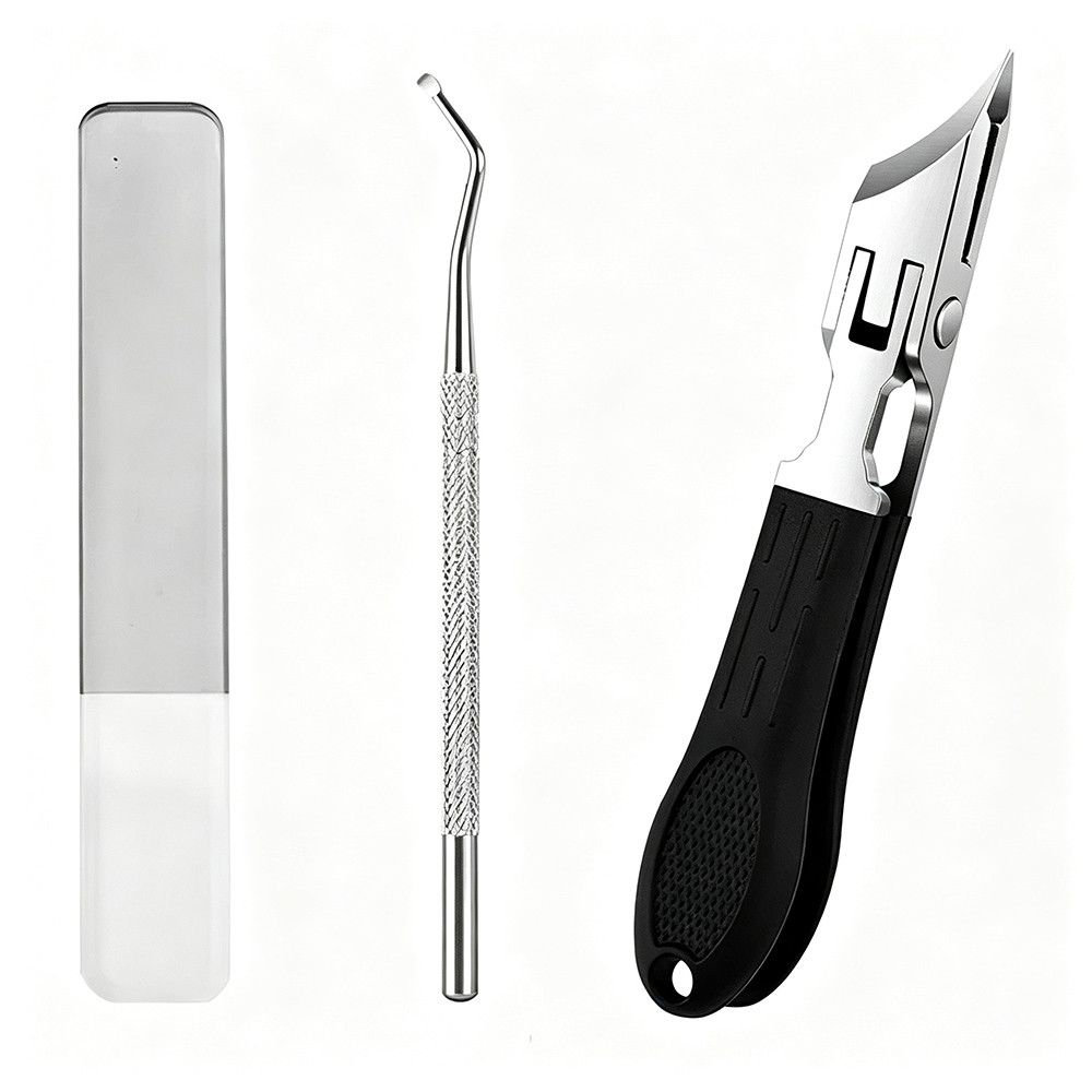 Kit 3 Cortador De Unhas Bico De Águia Com Borda Inclinada Anti Encravadas C/ Lixa