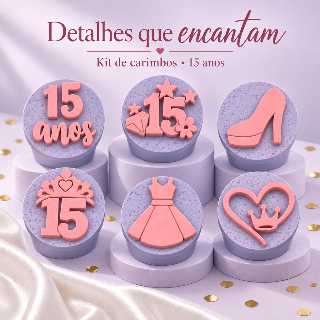 Kit 6 Carimbo Marcador Brigadeiro/Doces 15 Anos