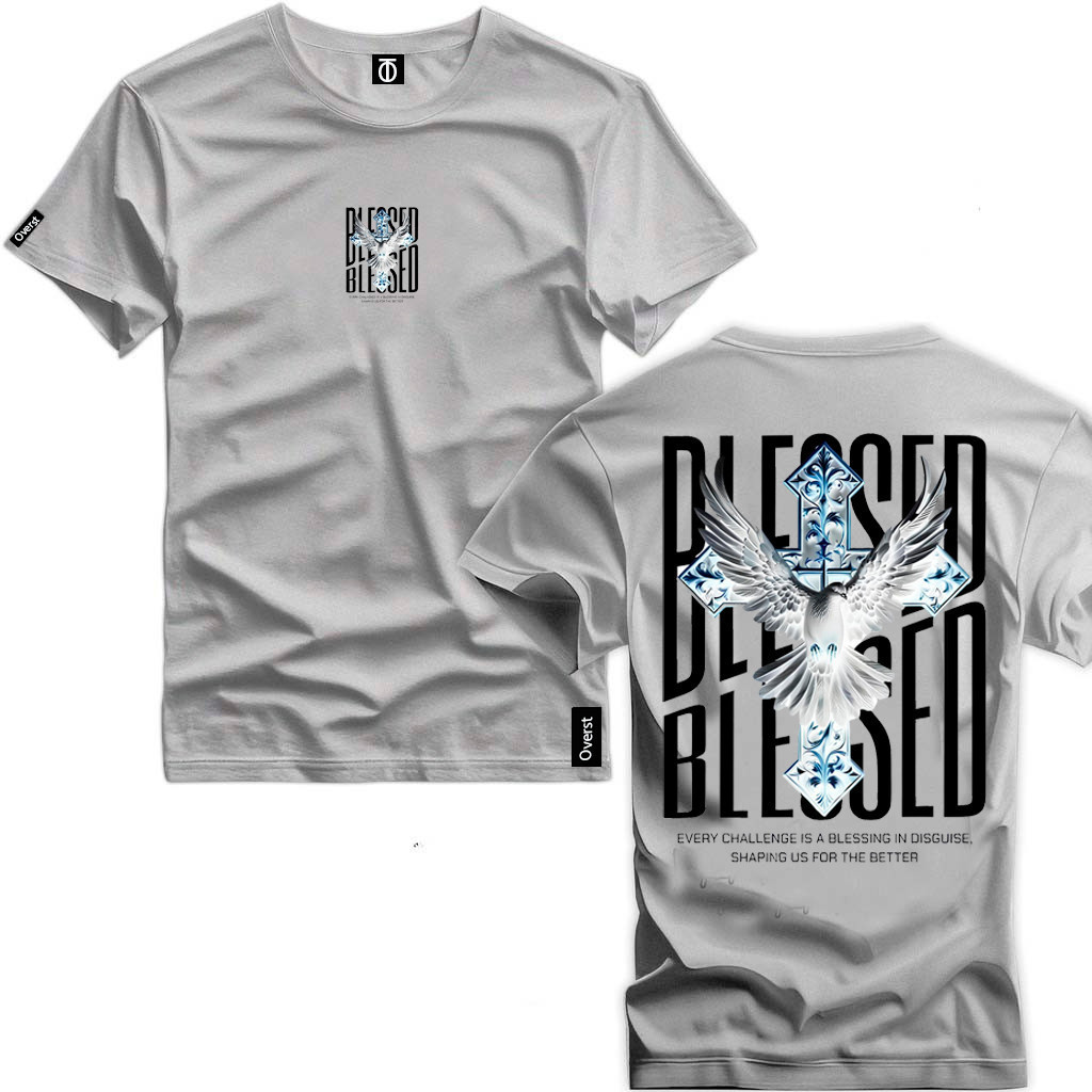 Camiseta Masculina Estampada  Escrita "Blessed" Gavião Estilosa Stretwear 100% Algodão Premium