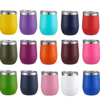 Kit 2 Copo Ovo Cuia Térmica Oval 360ml Em Inox Com Tampa Acrílica Envio Imediato