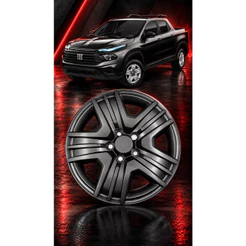 01 Calota Carlota Aro 16 Fiat Toro 2022 Esportiva Grafite Brilhante