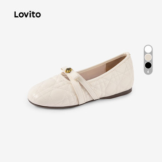 Lovito Sapatilhas De Ballet Elegantes Para O Escritório Com Estampa Floral Estilo Francês Despojado Cor Bege Para Mulheres LFA121023