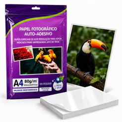 Papel Fotográfico Adesivo 50 Folhas Premium A4 A Prova D'agua Glossy 80g Impressão de Alta Resolução