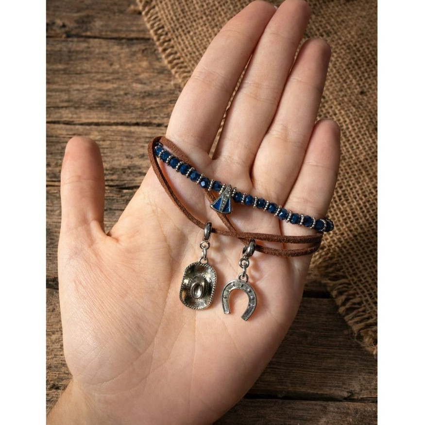 Pulseira Feminina Nossa senhora + Chapeu Ferradura Country Acessorios Moda Boiadeira