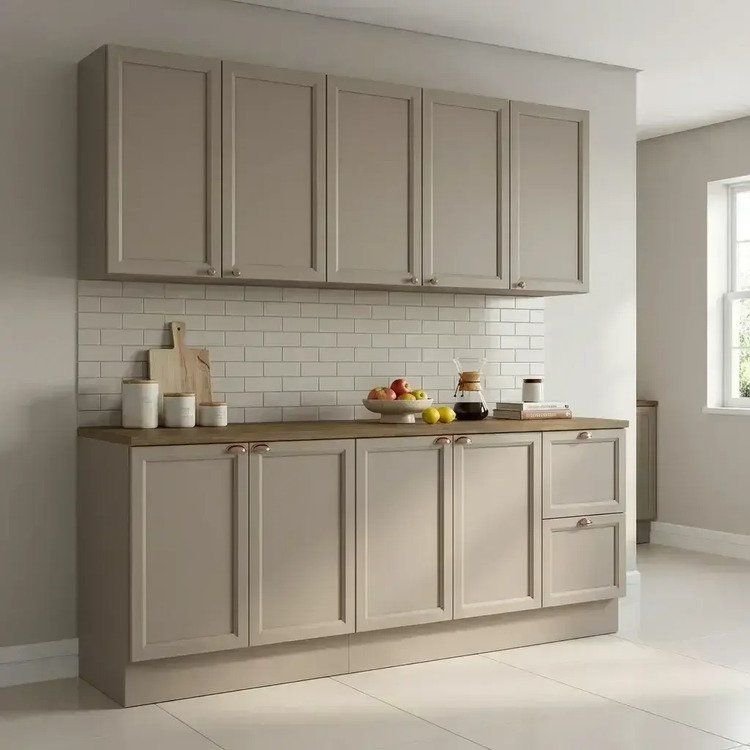 Cozinha Completa Modulada Americana 4 Peças com Balcão com Tampo e 2 Gavetas Unna Yescasa Griss Gris