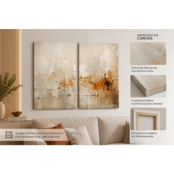 Quadro em Canvas 2 Telas Reflexos do Outono Abstrato Díptico Para Sala Quarto Escritório