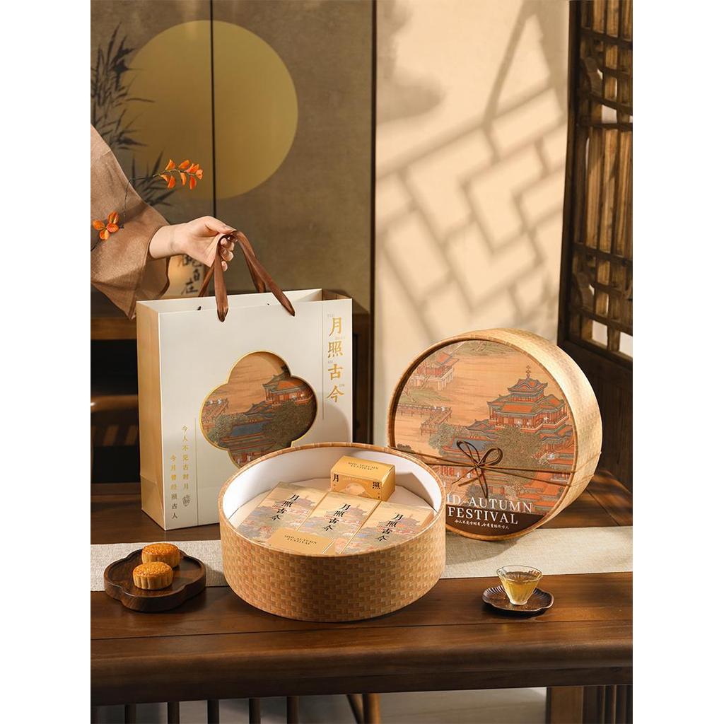 Mid-Autumn Mooncake caixa de presente caixa de embalagem redonda caixa dura fluxo coração estilo cantonês caixa de gema 