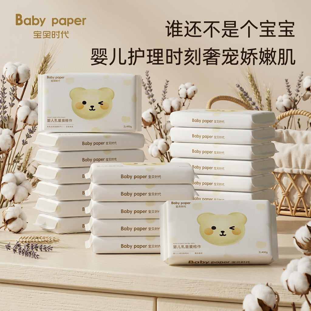Bebê creme papel bebê Era duplo hidratante Super macio mãe bebê doméstico portátil tecido removível