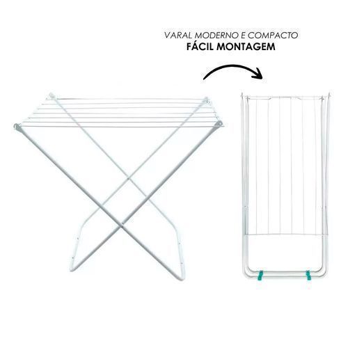 Varal Chão Portátil Aço Branco Maxeb