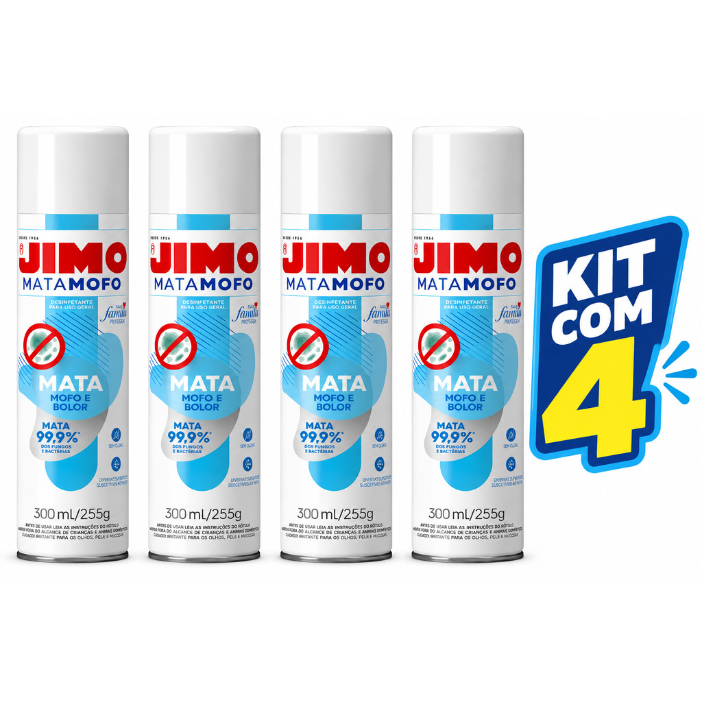 Kit 4 Jimo Mata Mofo Elimina Mofo e Bolor | Limpeza Profunda | Proteção Duradoura