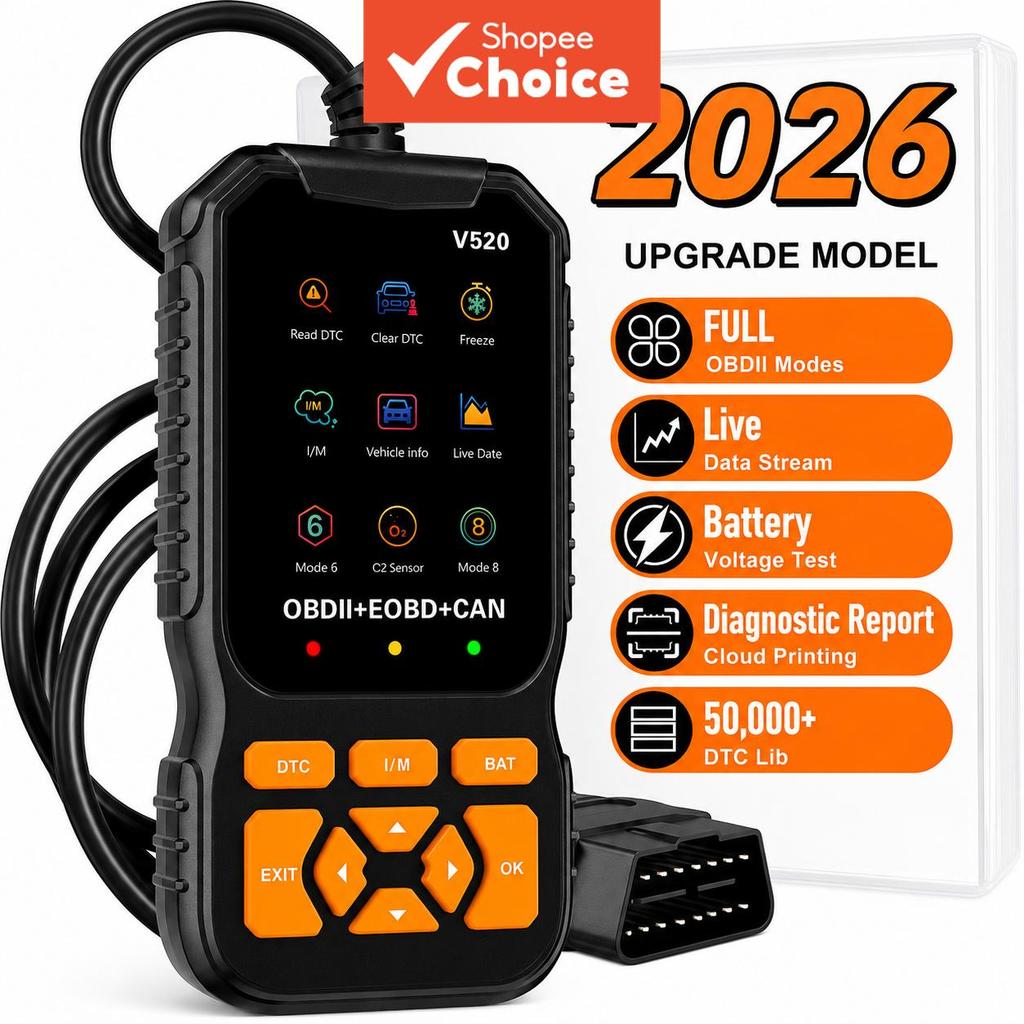 V520 Profissional Obd2 Scanner Ferramenta De Diagnóstico Do Carro Leitor De Código Motor Fluxo De Dados Ao Vivo 8 Idioma