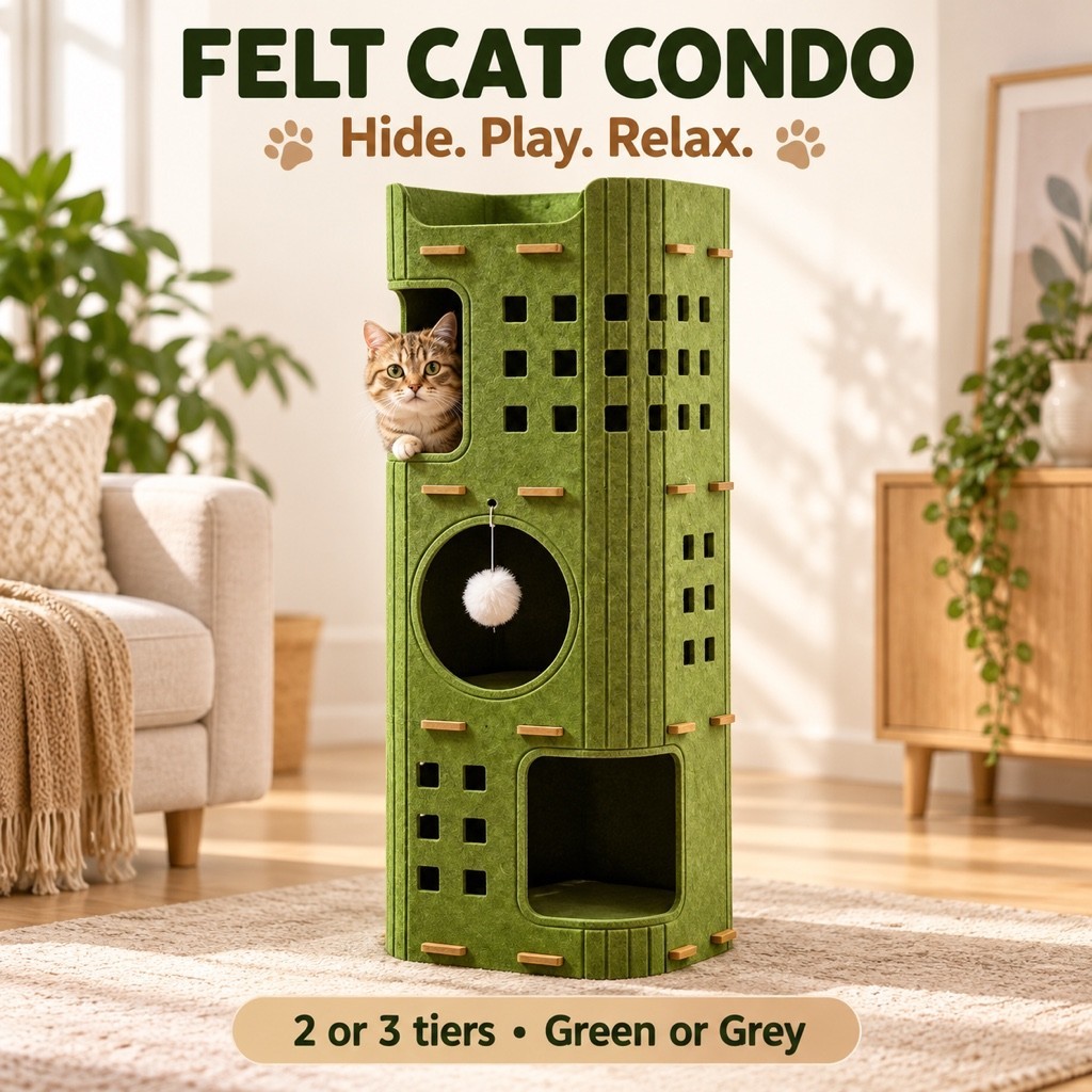 Caverna De Árvore De Gato De Feltro Condomínio 2/3 Níveis Torre Arranhador Cama Esconderijo Quente Todas As Estações
