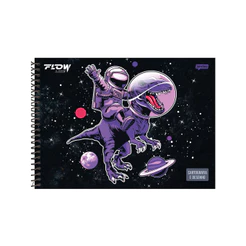 Caderno De Desenho Universitário 80 Folhas FLOW - JANDAIA Capa:DINOSSAURO