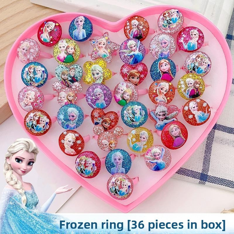 Anel com design de desenho animado para meninas, anel do Frozen para crianças, Elsa, princesa, com pedras preciosas, ane