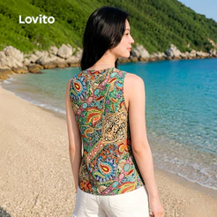 Lovito Blusa Feminina Férias para Primavera/Verão LNE117X005