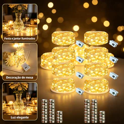 Kit 30 Fios de Fada Led 2 Metros Para Festa Arte Presente Ambiente Decorado