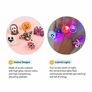 Brinquedos de Halloween para Crianças: Anéis de LED Brilhantes para os Dedos - Lembrancinhas para Sacolinhas de Festa e