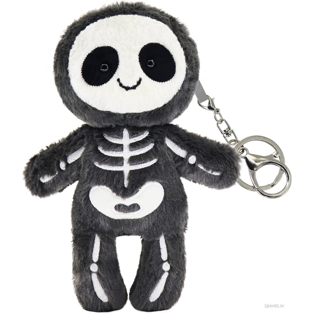 Figura De Pelúcia De Caveira Preta De Halloween , Brinquedo Esqueleto Para Decoração De Férias E Amp ; Presente (7.6 Pol