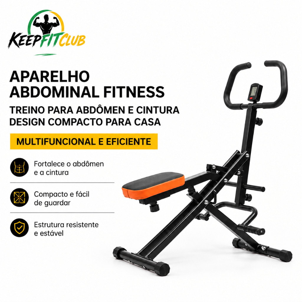 Aparelho Abdominal Multifuncional Total Crunch com Monitor Digital Treino Corpo Inteiro