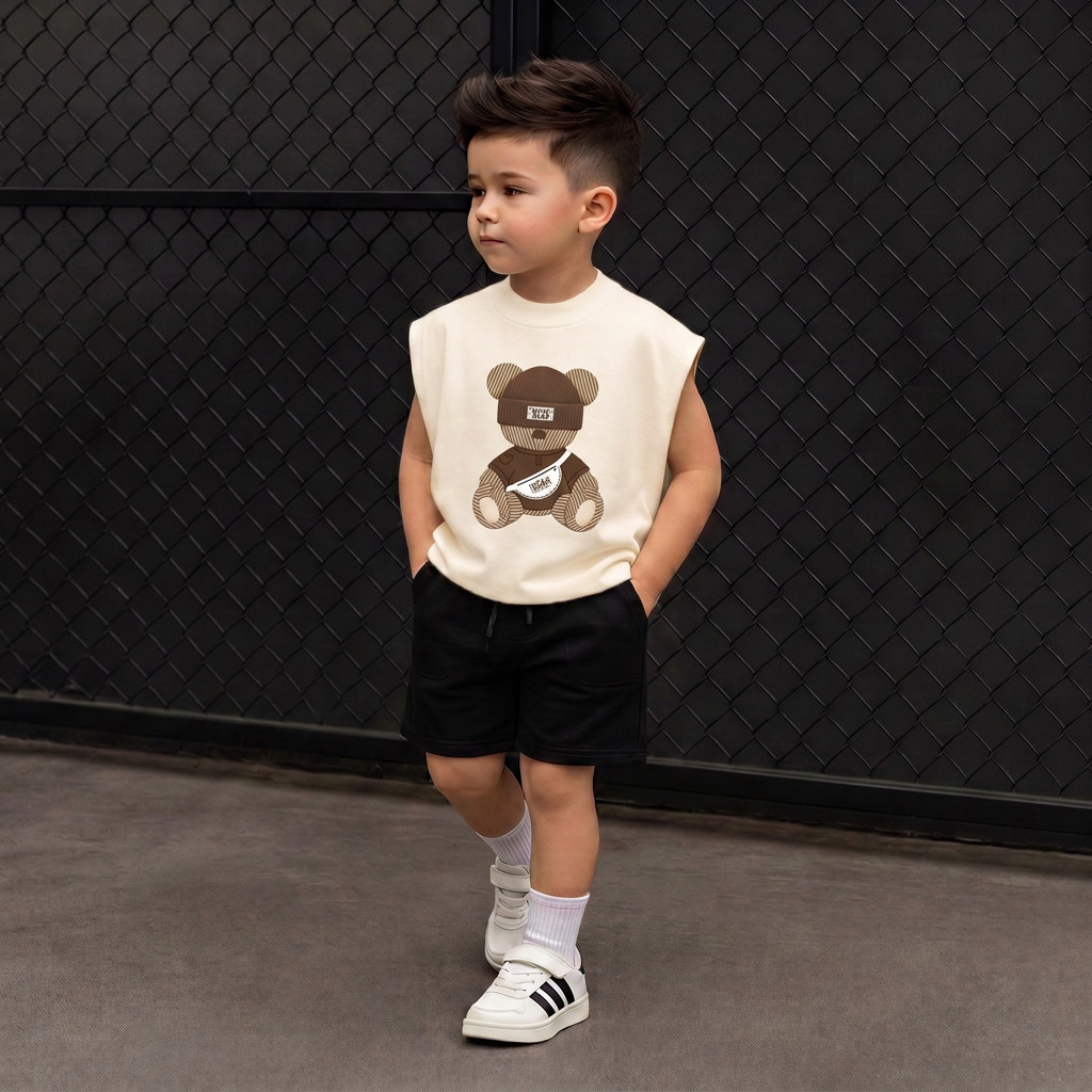 Conjunto Masculino Menino Regata Machão Algodão Bermuda Moletinho — imagem 2 de 2