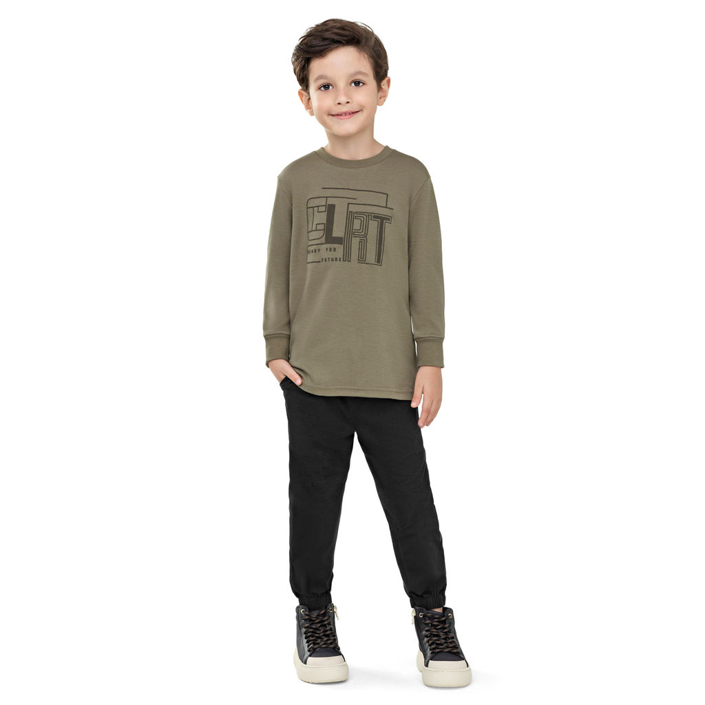 Conjunto Longo Infantil Menino Suedine Colorittá Verde