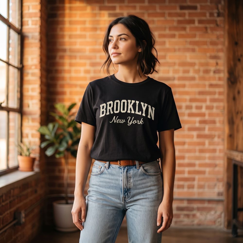 Camiseta Feminina Brooklyn New York Estampada Confortável Casual 100% Algodão P M G GG