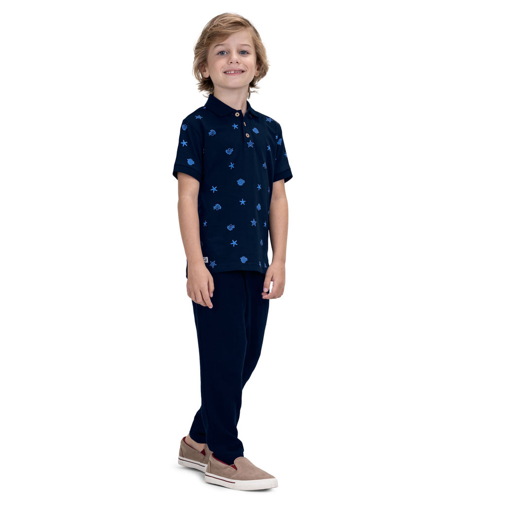 Polo Infantil Estampada Trick Nick Azul · foto 2