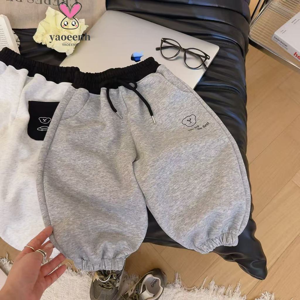90-160CM meninos meninas dos desenhos animados urso impresso Sweatpants médio grande crianças soltas esportes All-match 