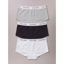 Kit 3 Calcinhas Menina Cotton Carrossel Calvin Klein Underwear - Branco + Preto + Mescla