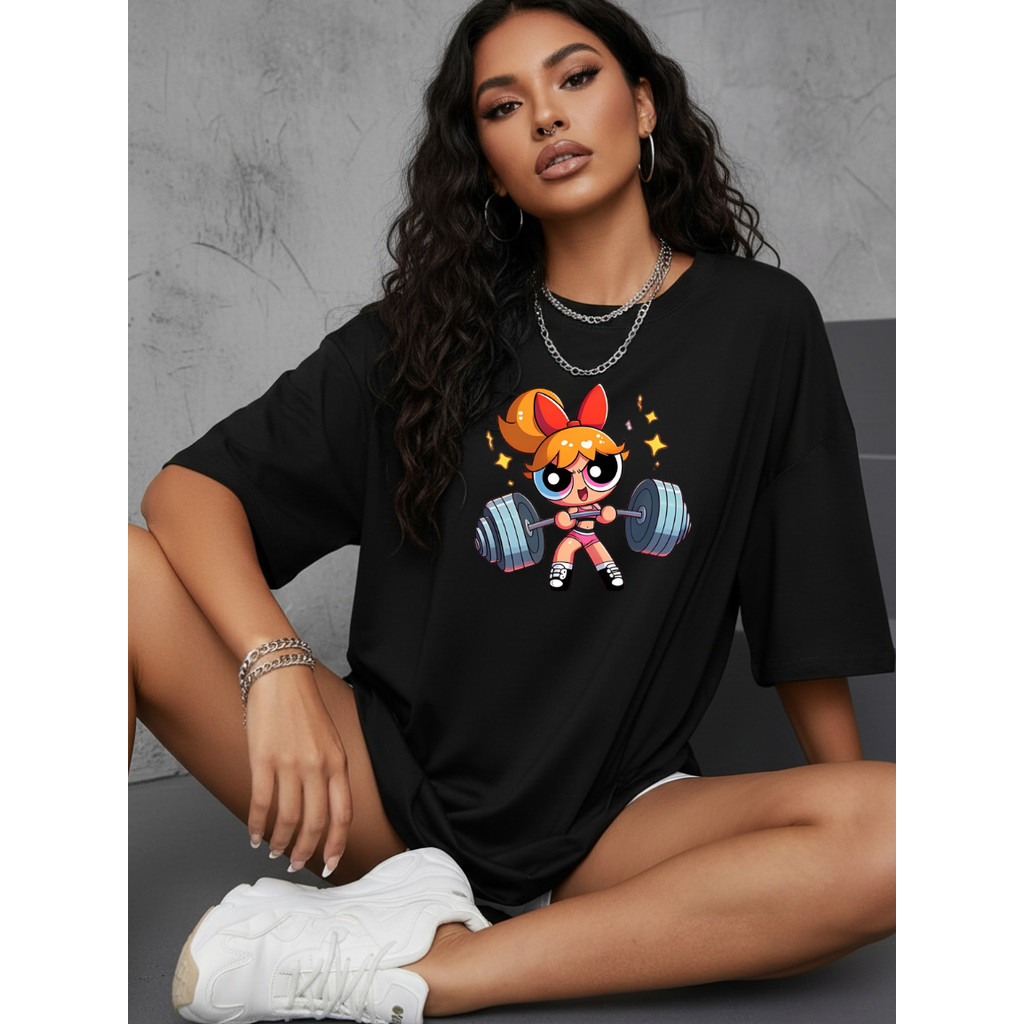 Camisa Camiseta Feminina Academia Super Poderosas Florzinha Tendencia 100% Algodão Estilosa Treino