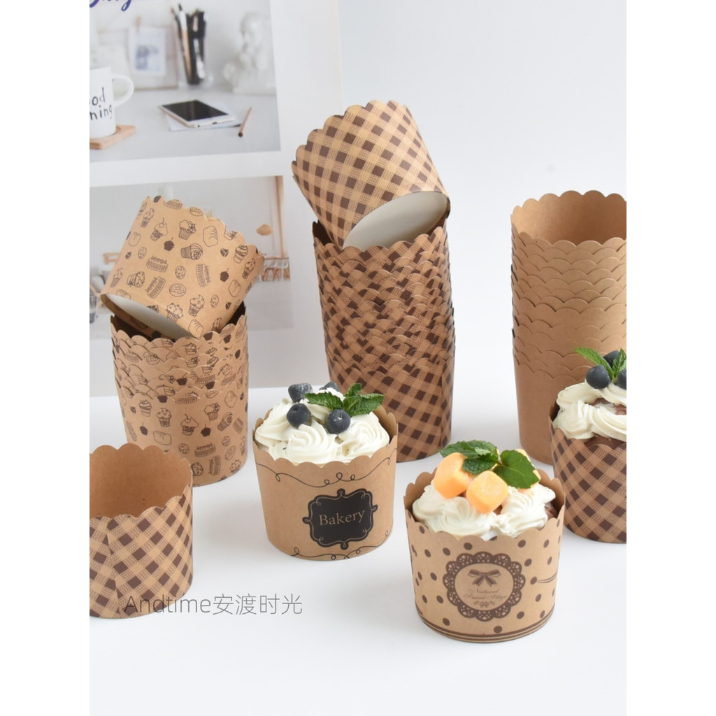 Papel Kraft cozimento Cupcake resistente a altas temperaturas fritadeira muffin copo molde resistente a altas temperatur