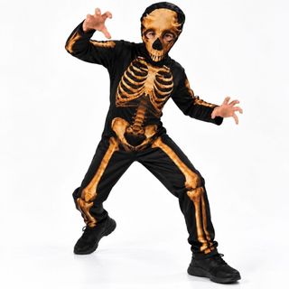 Fantasia Infantil Esqueleto Com Máscara De Caveira Halloween Dia das Bruxas Festa Menino Cosplay