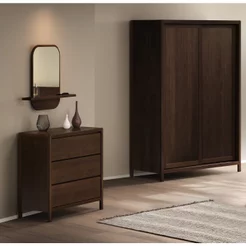 Cômoda para Quarto 3 Gavetas Modena Marrom/Capuccino