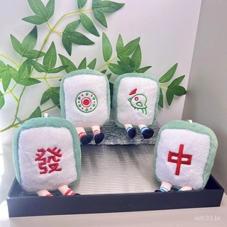 Boneca de pelúcia pequena e adorável com tema de mahjong, acessório criativo para bolsa da sorte, brinquedo de boneca de