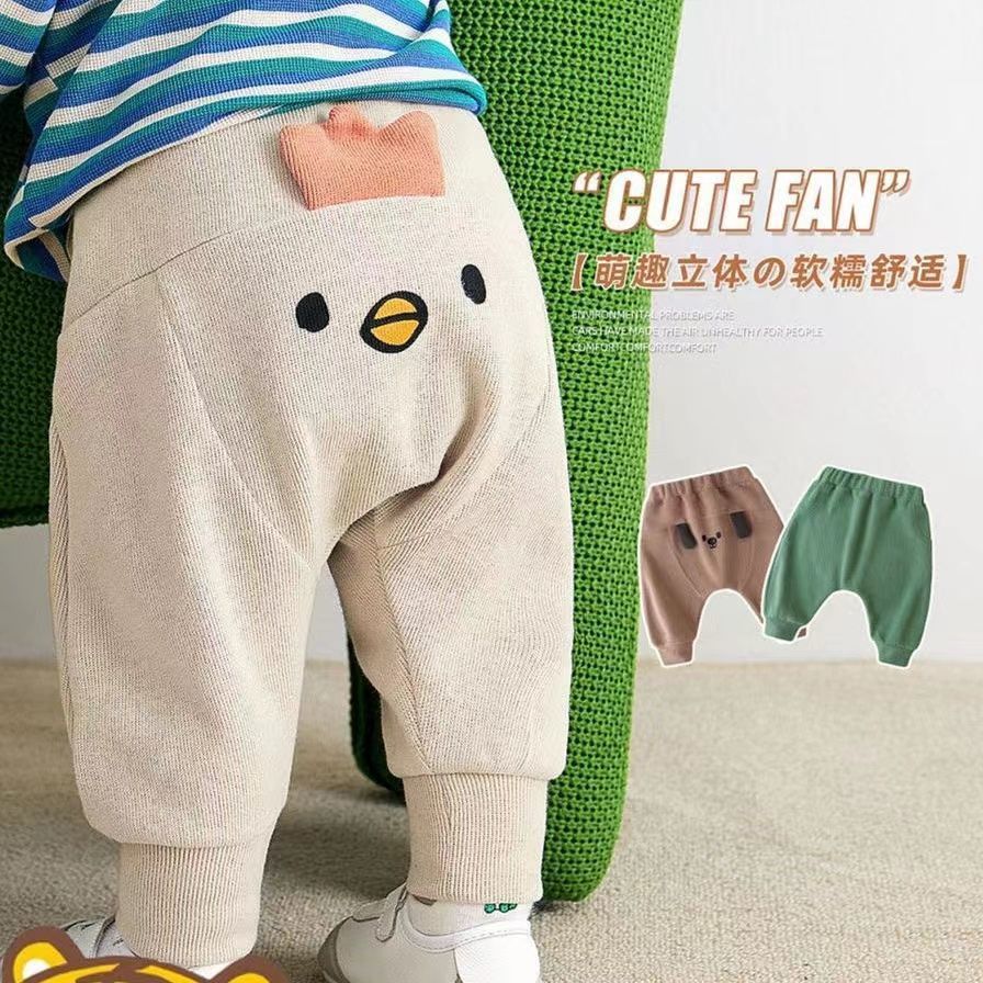 Crianças roupas do bebê dos desenhos animados grandes pp calças outono meninos meninas bebê Harem calças primavera outon