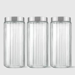 Kit com 3 Potes Redondos Collection 2,2L Inox Escovado Invicta
