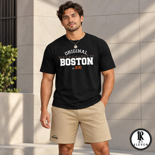 Kit Camiseta + Short Moletom Boston Conjunto Camiseta Malha 100% algodão Linha Premium + Bermuda Moletom Com bolso CS